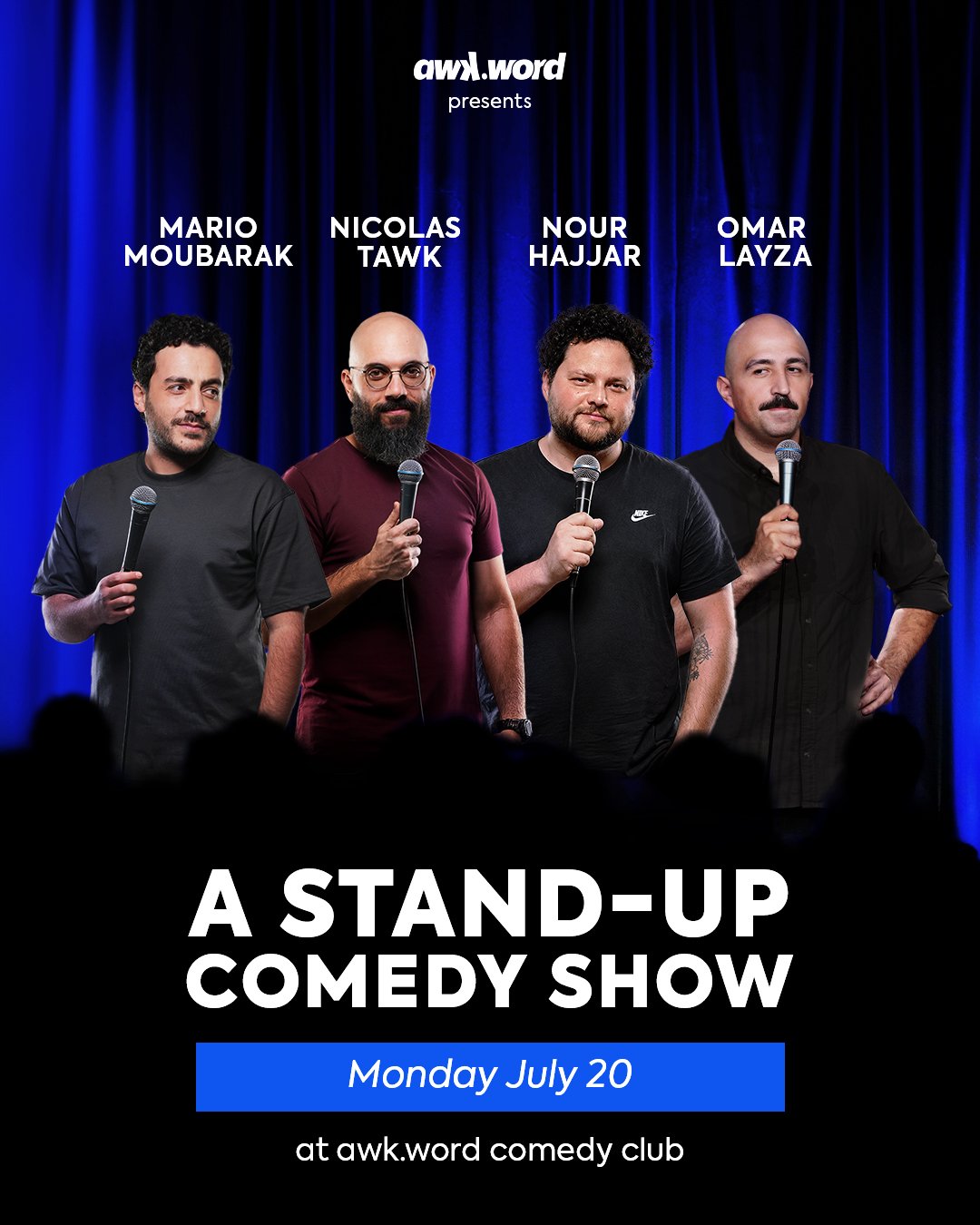 Stand up comedy show Mario, Nour, Nicolas and Omar