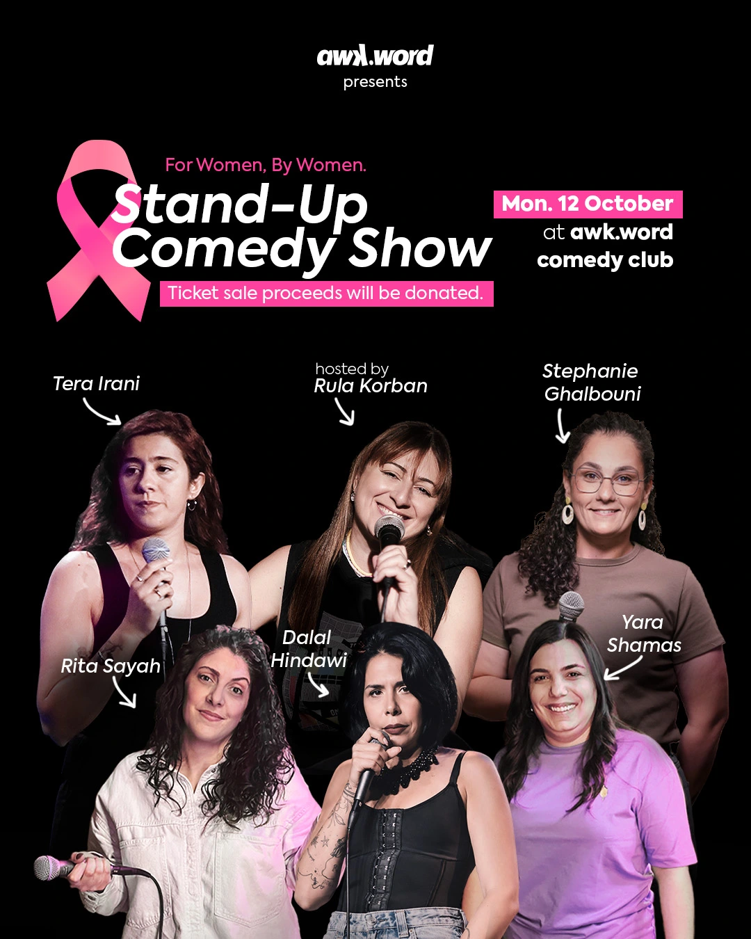 Stand up comedy showcase ft. Dalal, Rita, Rula, Stephanie, Tera & Yara.